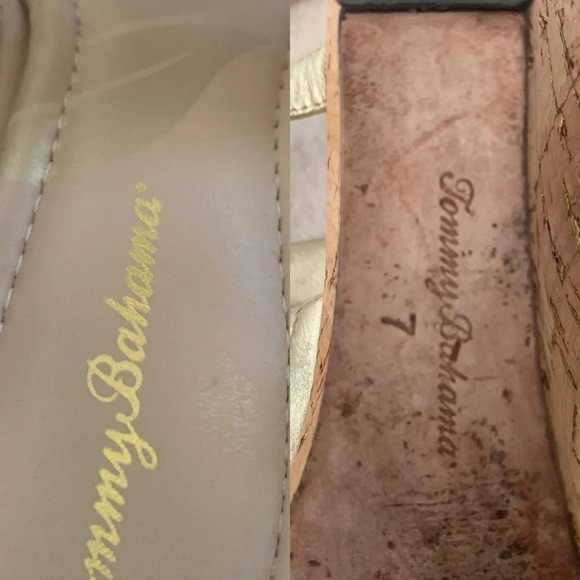 TOMMY Bahama Wedges, gold T-strap, 7 - Picture 6 of 16